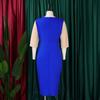 YYFS Women's Fashion Summer Spring Colour Block Print Short Sleeve O-Neck High Waist Casual Dresses