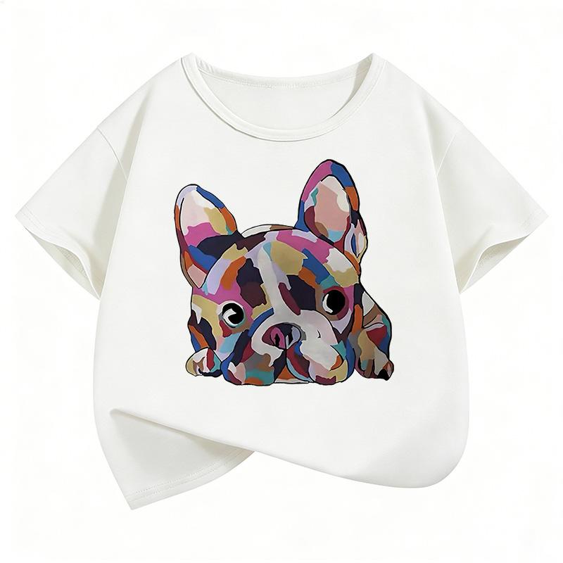 Vintage Dog Retro Graphic Kids Tshirts Summer Short Sleeve Tees Cartoon Animal Boys Girls Clothes Kawaii Tops Children Tshirt