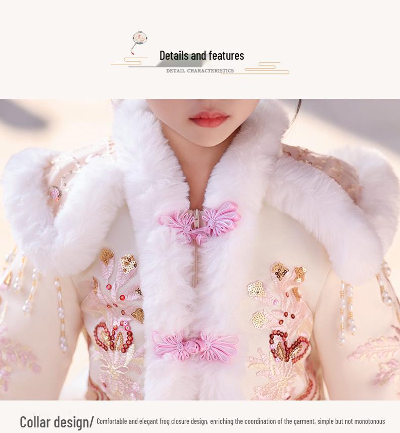 Girls' Velvet Hanfu Winter Outfit - Chinese New Year 2025 Tang Suit Costume