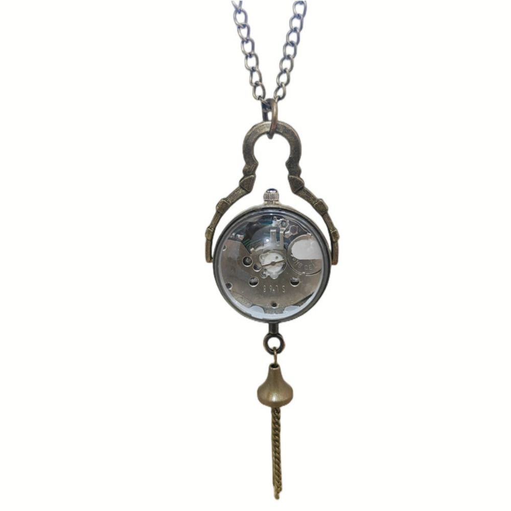 Transparent Pocket Watch Ball Shape Necklace Clock Fashion Vintage Quartz Fob Jewelry Gifts