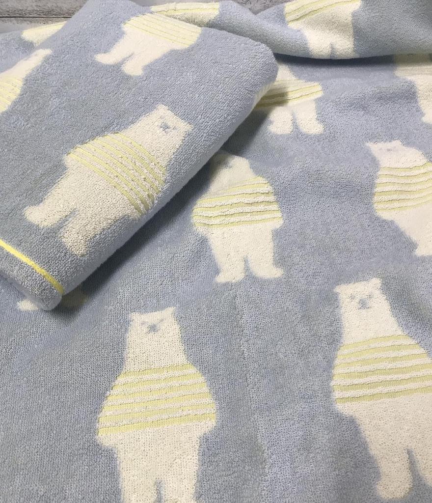 Imabari Towel Face Set of Border Bear Made In Animal Nursery Quick Present 1 Towel, 3, Pattern, 34x80cm, Japan, Cute, Pattern, Fluffy, Absorbent,