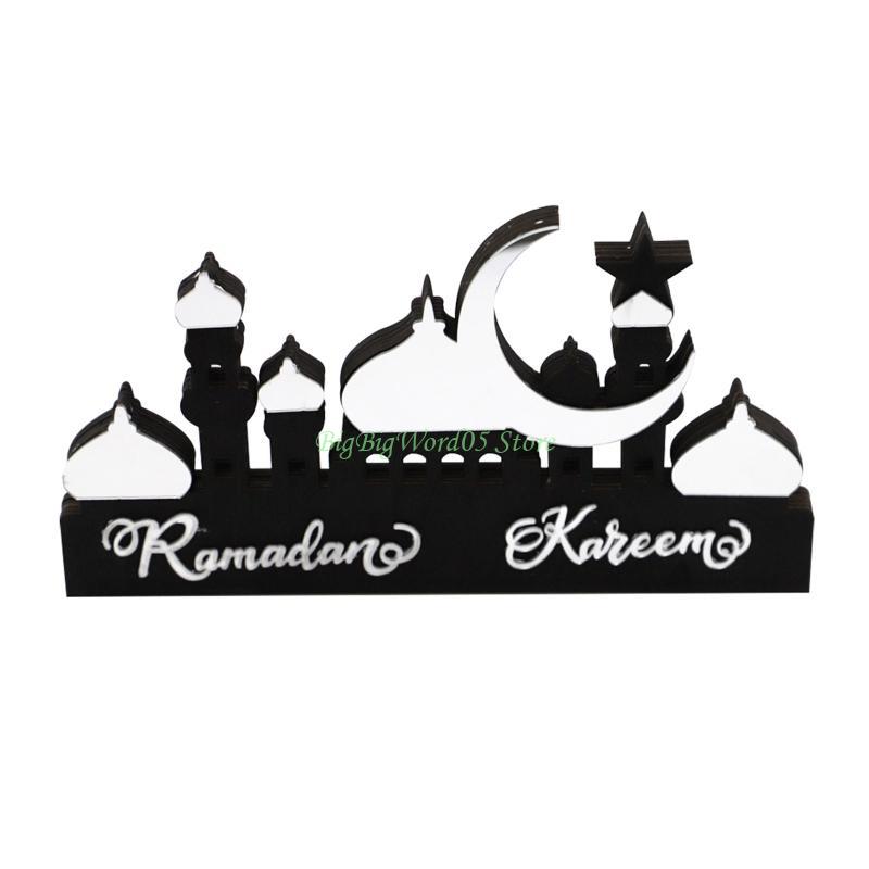 24TE Eid Mubaras Pattern Acrylic Mirror Table Ornaments Table Decor for House Table