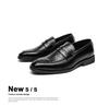 Men's Cross-Border Stylish Slip-On Leather Business Casual Shoes, Fashionable Black Wedding Loafers