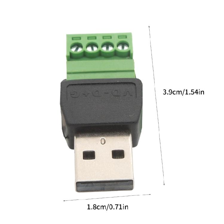 USB 2.0 A Male Screw Terminals Adapter Converter Solderless Design For Data Extension And DIY Applications for Installers