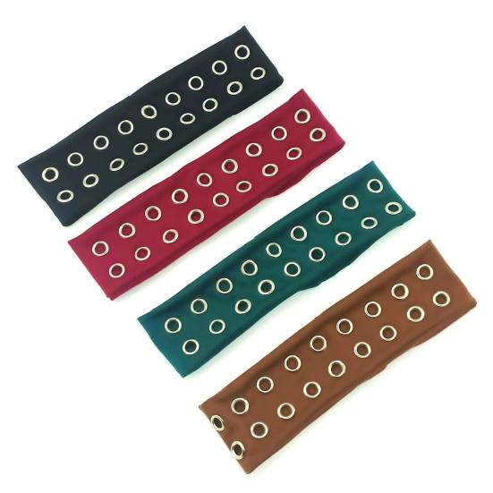 Headband Punk Style Rock Air-eye Decor Hair Band Elastic Fabric Eyelets Punk Headwrap Hair Accessory