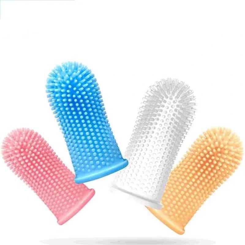 12/6pcs Clear Cover Silicone Finger Cots Pet Toothbrushes Puppy Oral Cleaning Small Brushes Cat Dog Care Accessories Products