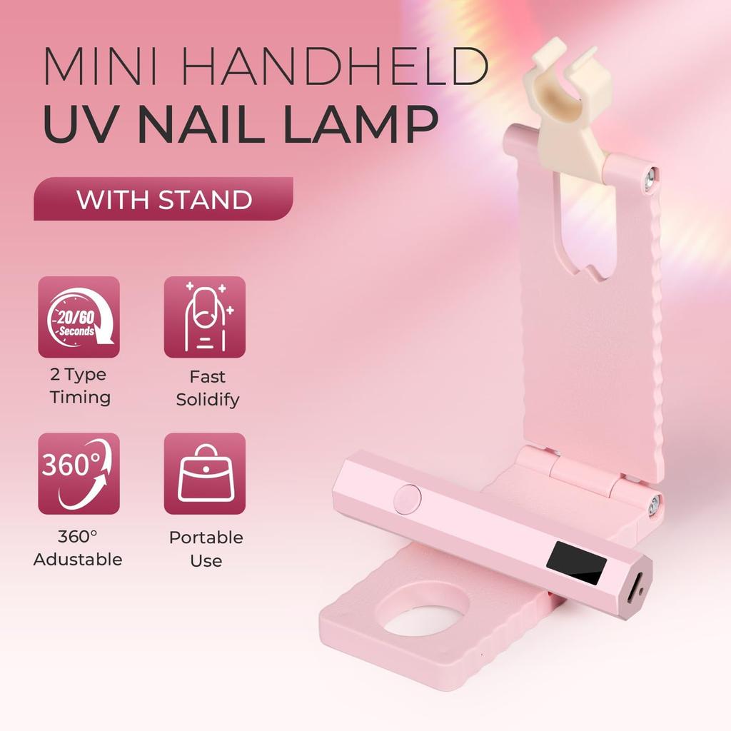 Mini-Nagellampen-Set Mit Halterung Timer-Anzeige Tragbar Handheld Familie Schnelltrocknend Taschenlampe Wiederaufladbar Nageltrockner Maschine UV