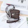 Chic and Compact Leather Necklace Coin Pouch Headphone Bag Accessory Fashion Headphone Pouch Zipper Coin Holders with Lanyard