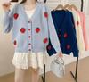 Autumn-Winter Strawberry Flower V-Neck Knit Sweater for Women