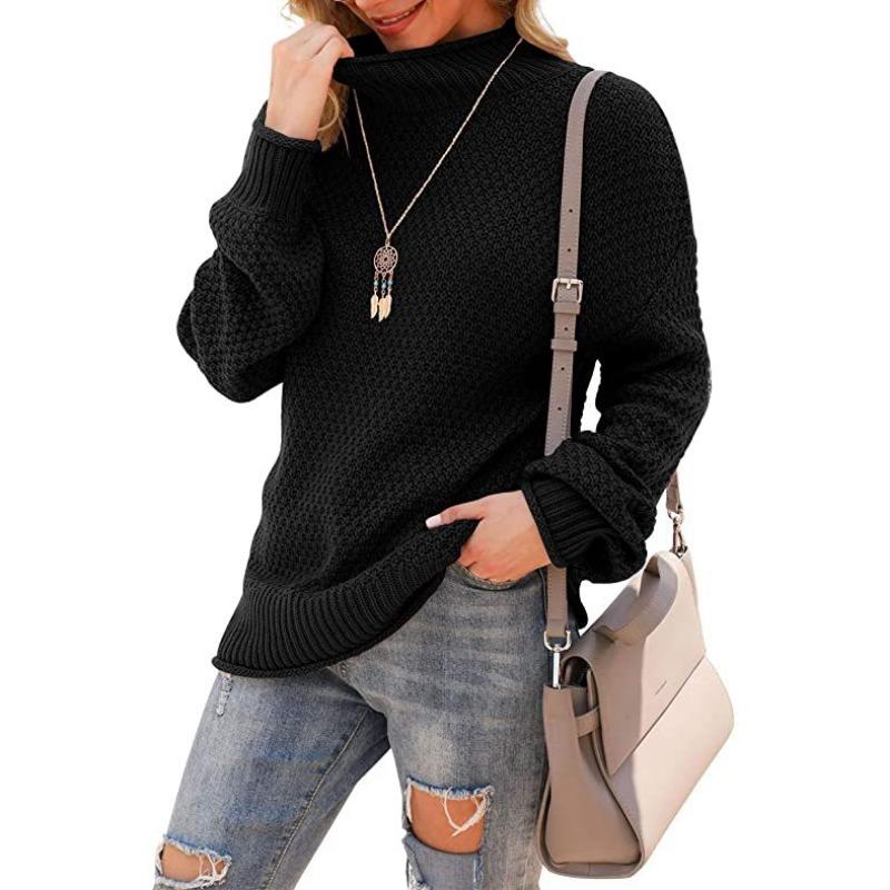 Women S Plus Size High Neck Long Sleeve Loose Knit Pullover Sweater