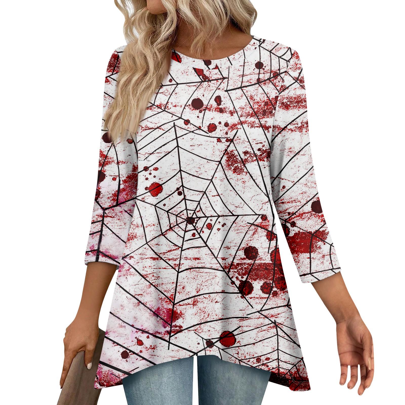 

Туники для женщин Свободного кроя Топы с принтами Рукав 3/4 Женские топы с асимметричным подолом M