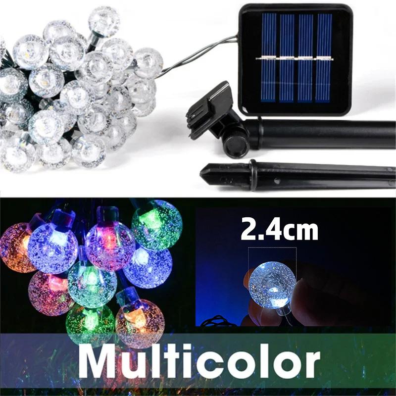 20~200LED Solar String Lights Outdoor Crystal Fairy Light Christmas Garland 8 Mode Waterproof Patio Light for Garden Party Decor