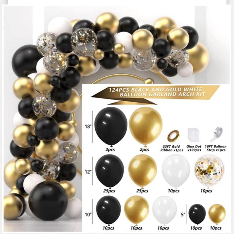 Black Gold Series Balloon Set for Birthday Party Decoration