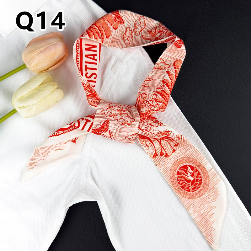 New Long Versatile Silk Scarf Tied Hair Band Bow Letter Floral Streamer Tied Bag Gift Small Silk Scarf
