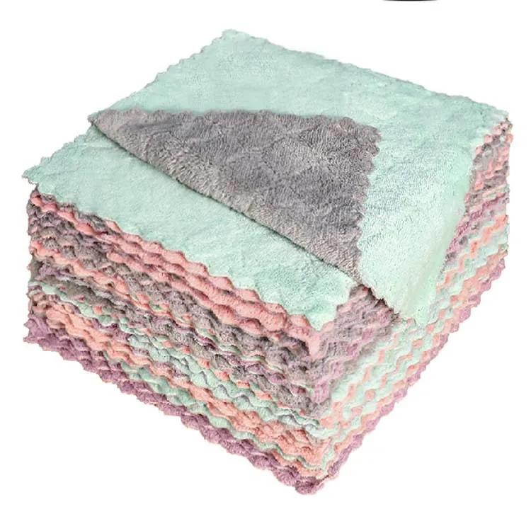 10Pcs Microfiber Dish Cloths Double Sided Multi-Purpose Kitchen Towels Fast Drying Stain Resistant Tableware Cleaning Rags