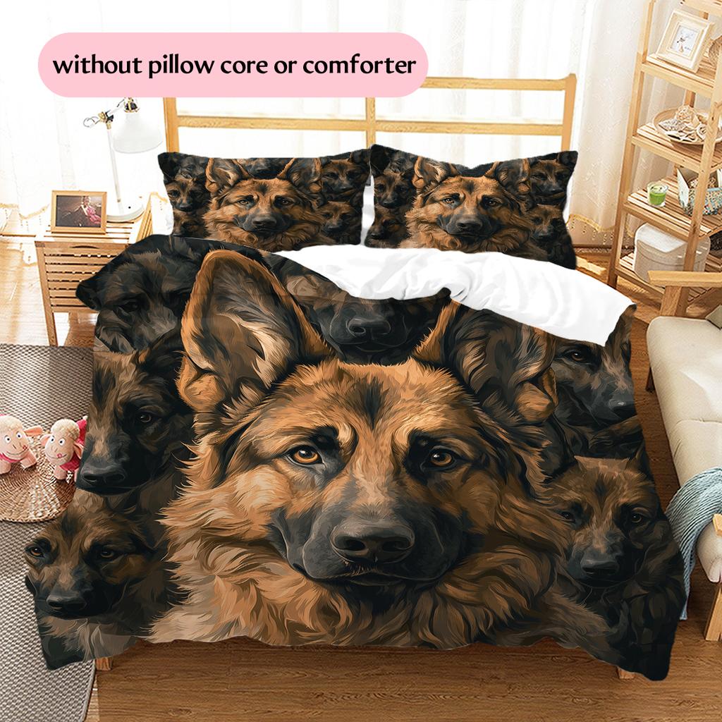 German Shepherd Pattern Bedding Home Decoration Birthday Gift (1 * Duvet Cover + 2 * Pillowcase, Without Core)