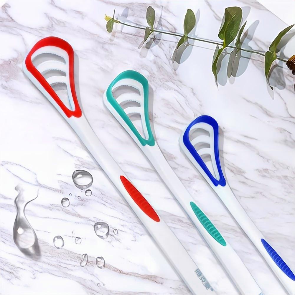 Detergente per spazzole raschietto per lingua a doppio lato di Y-Kelin, alito rinfrescante con manico antiscivolo (Confezione da 3 colori)