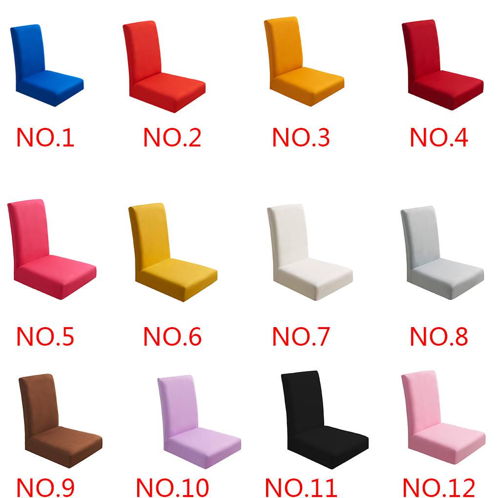 Elastic Chair Cover Removable Dust-proof Dining Room Seat Slipcover Solid Color
