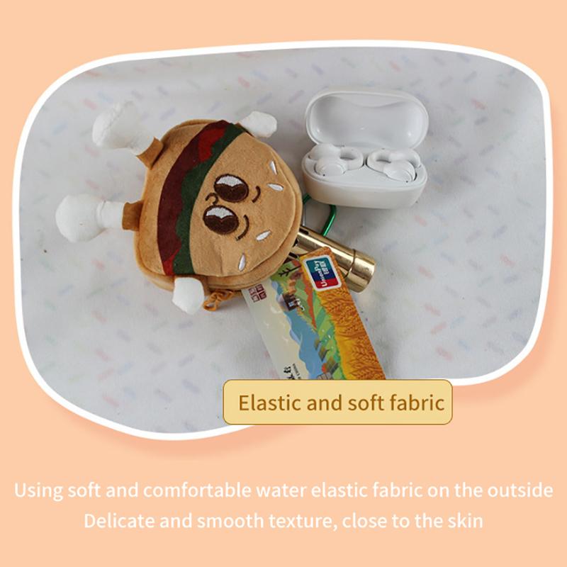 Plush Purse Toast Bread Lovely Mini Coin Portable Plush Key Card Earphone Storage Bag Wallet Pendant Keychain Girls Gifts Toys