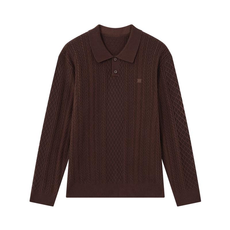 K-Boxing Men s Autumn/Winter Seagull Collar Wool Blend Knit Sweater XL