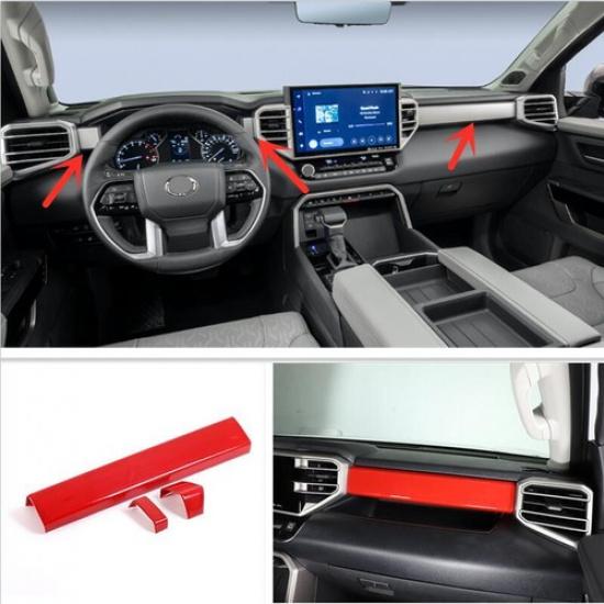 LHD Red Interior Dashboard Cover Strip Trim For Toyota Tundra -2024