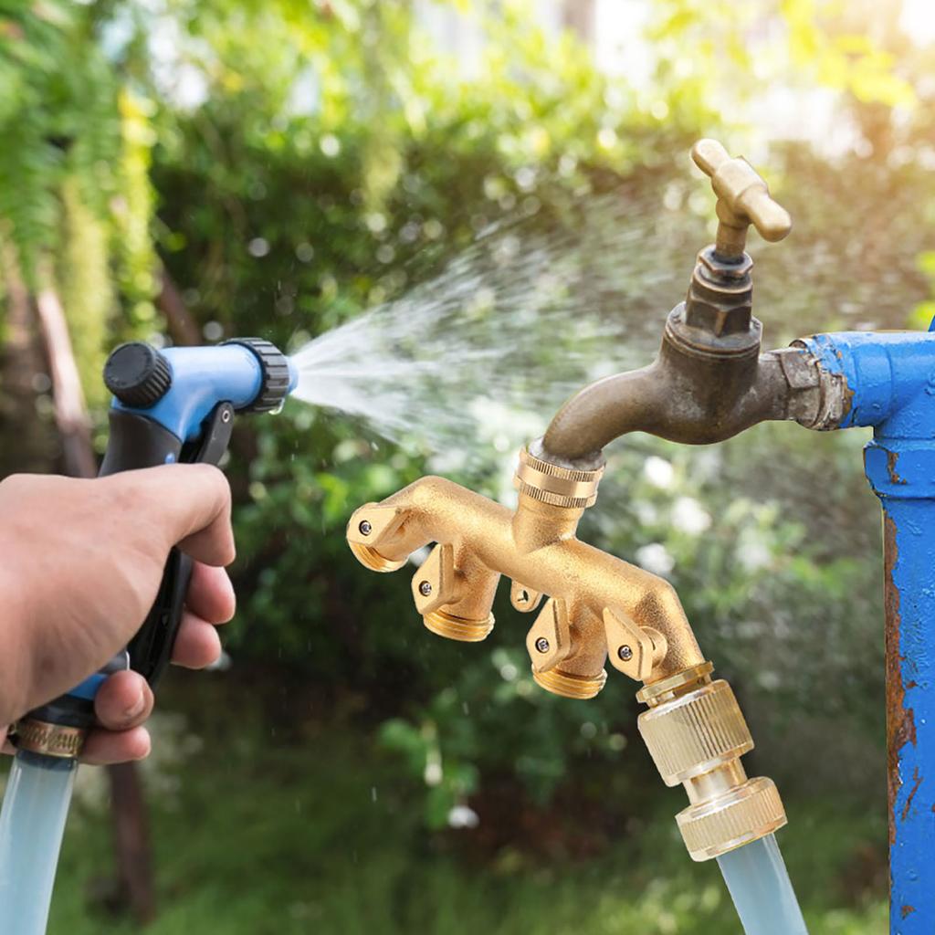 Brass Garden 4 Way Hose Splitter Hose Adapter Ball Valve Water Faucet Valve Connector