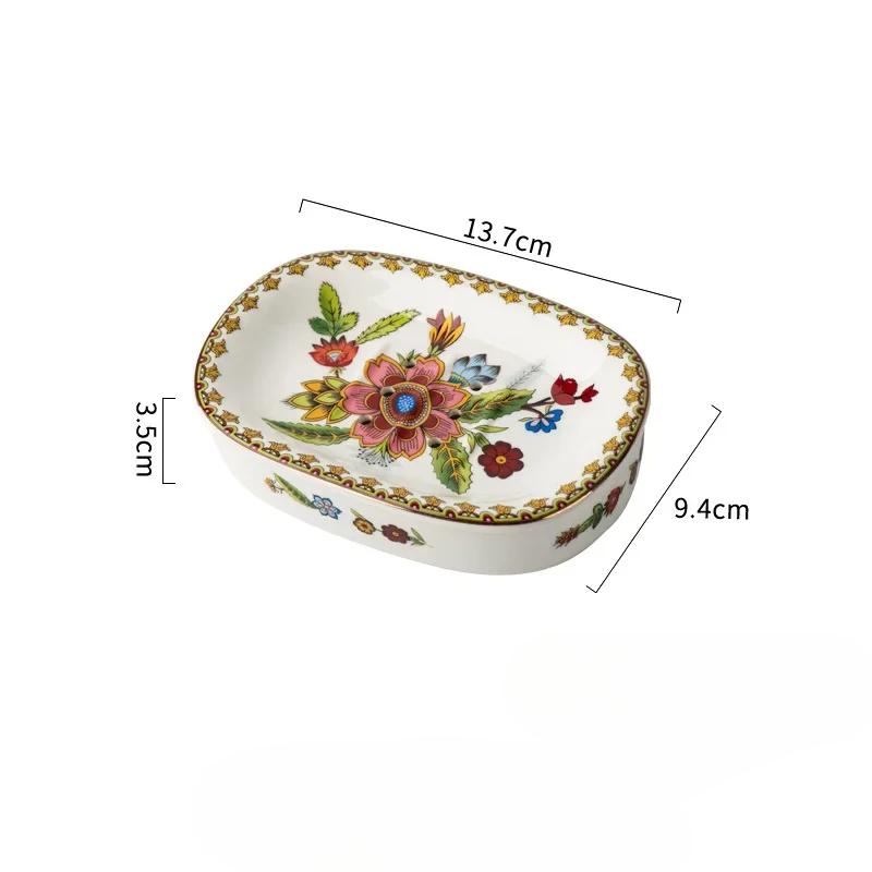 

Креативная позолоченная мыльница с цветочным узором, керамическая бытовая мыльница, полка для хранения, аксессуары для ванной комнаты, современная