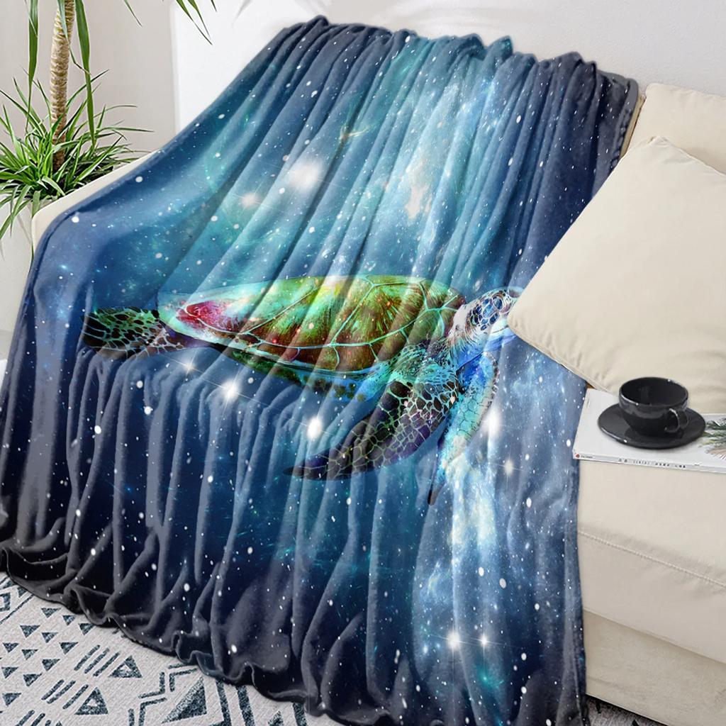Turtle Blue Sea Bubble Throw Blanket Warm Microfiber Flannel Blanket Bedroom Decor Blankets For Beds