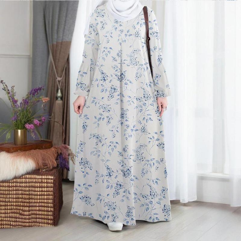 

Черное платье, с длинным рукавом, элегантное и облегающее, с креативным белым цветочным узором, демонстрирующее элегантный стиль мусульманских платьев 5XL зелёный