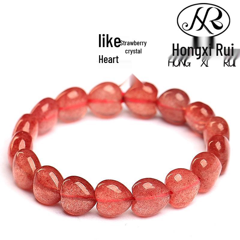 Strawberry Crystal Heart-Shaped Bracelet by Hongxirui Approx. 12mm/strip