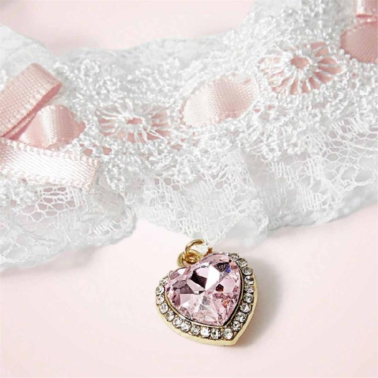 Double Layer Lace Bowknot Crystals Heart Necklace Alloy Adjustable Chain Jewelry Ideal for Romance Date