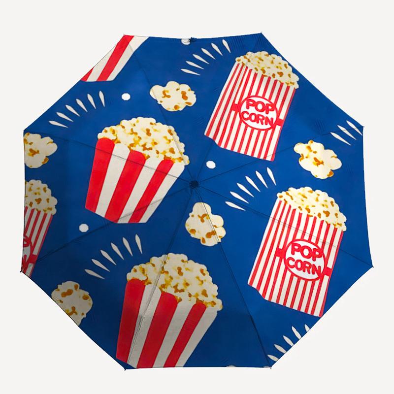 1pc Popcorn Pattern Automatic Folding Umbrella - Compact 8-Rib Design, Durable Plastic & Iron, Lightweight for Outdoor Daily Use149
