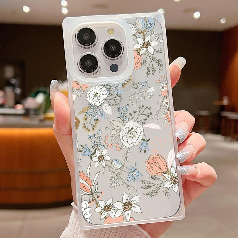 Soft Fashion Fresh Flower Print Case For iPhone 16 Pro Max 15 Plus 14 Pro 13 12 11 TPU Transparent Slim Shockproof Silicone Clear Phone Cover