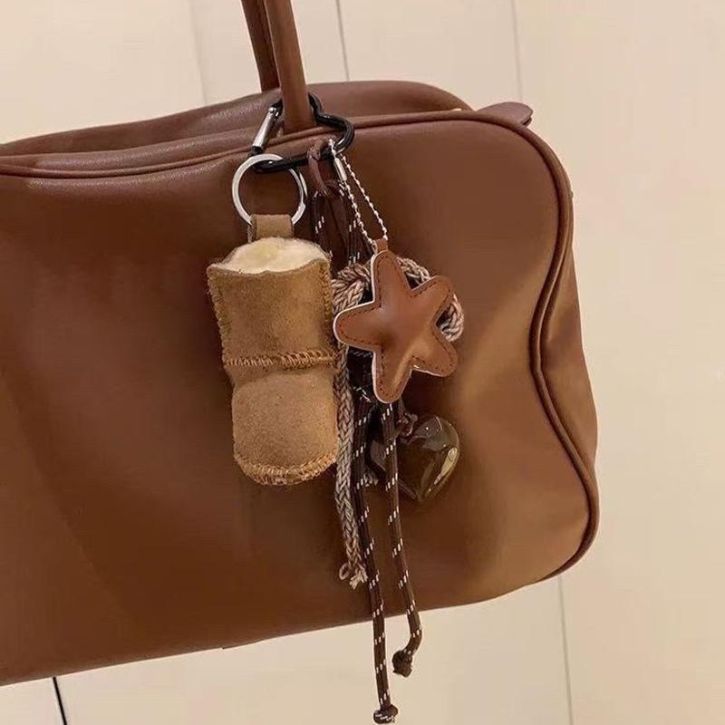 Yogodlns New PU Leather Starfish Snow Boots Bag Pendant Cute Decorative Handbag Hanging Fashion Braided Rope Bag Accessorie