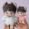 ESJNNK Plush Doll Clothing Set 2 Pieces White Hoodie Denim Pants 20cm Baby Doll Outfit
