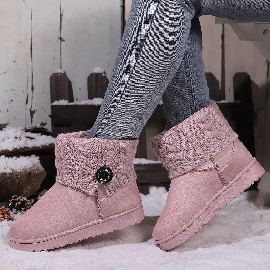 Fashion Round Toe Ladies Shoes Winter Flat Plush Women's Snow Boots Trend 2025 Novelty Fashion Footwear On Offer Hot Goth Padded Booties
