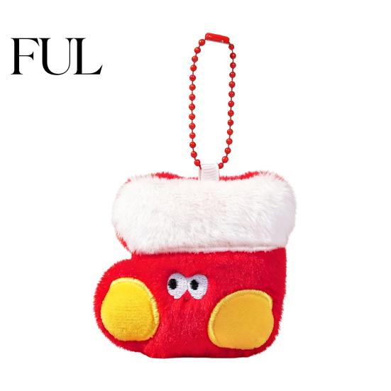 Decorative Plush Accessories Christmas Keychain, Cute Stuffed Santa Wreath Gingerbread Ornaments, Soft Cartoon Keychains for Bags Holiday Bag