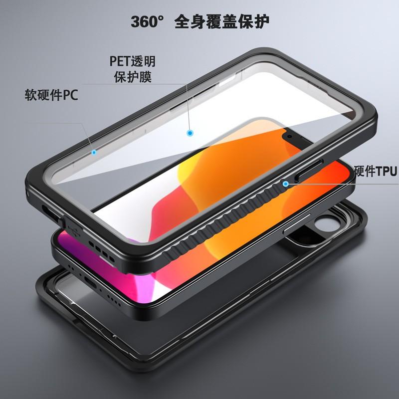 Waterproof Phone Case IPhone 13 Mini Outdoor Swimming Shockproof TPU Cover Transparent Black