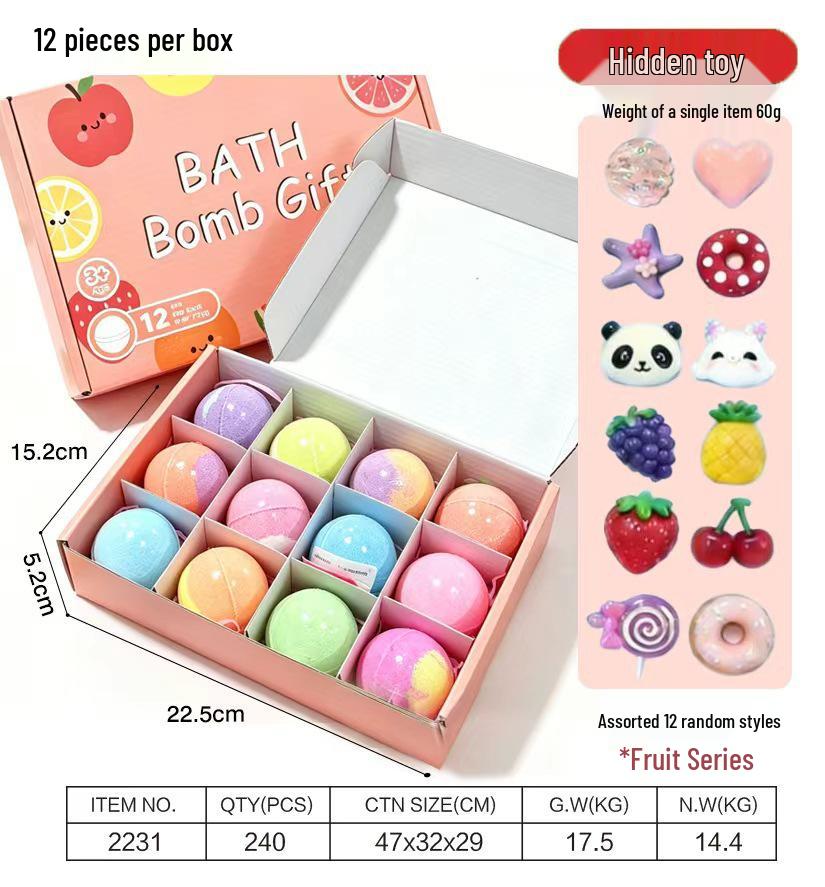 Cartoon Animal Bath Bomb Set: Fragrant Exploding Salt Balls for Kids - Bath Toy & Gift Box