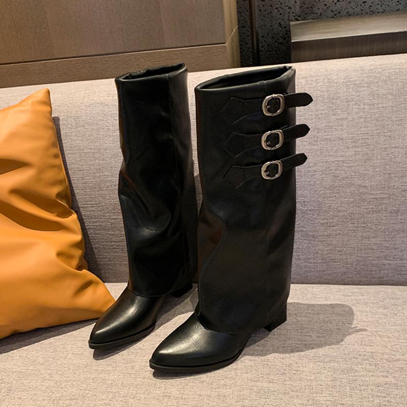 Sexy High Heels Women High Boots Pointed Toe Designer Chunky Shoes for Woman  New Trend Pumps Chelsea Goth Boots De Mujer