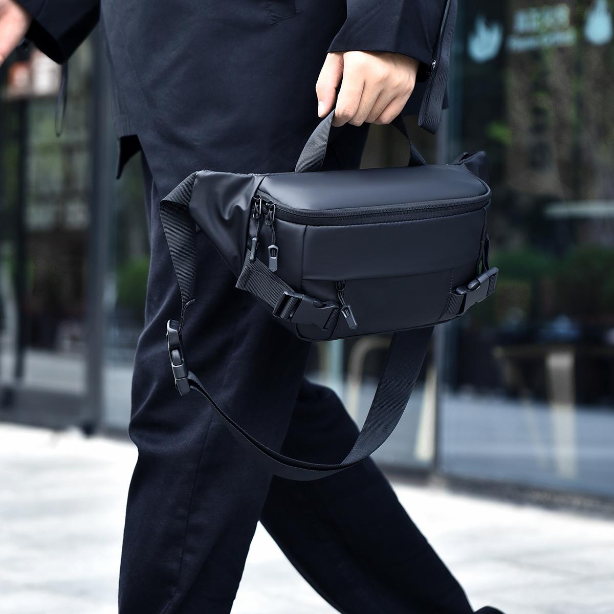 

Men s breast bag simple new shoulder messenger bag light portable sports bag cycling bag large capacity чёрный