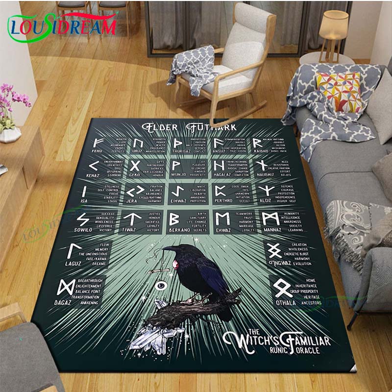 Nordic Viking Mythology Symbols Carpet Room Decor Floor Mats Bedroom Yoga Mat Photography Props Area Rug Birthday Gift