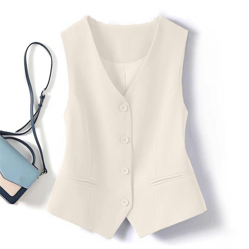 Women’s Slim Fit Waistcoat Vest Tailored Short Length Business Suit Vest Sleeveless Office Workwear Classic Button Front