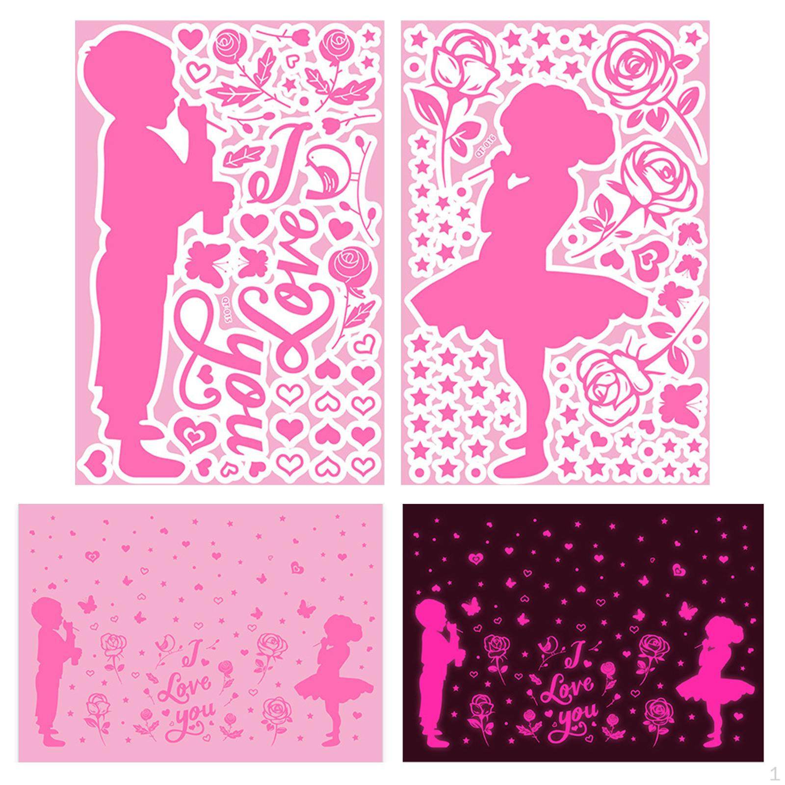 

2 шт. С Днем Святого Валентина Светящиеся Наклейки На Стены Водонепроницаемые Фрески Для Потолка Спальни boy and girl