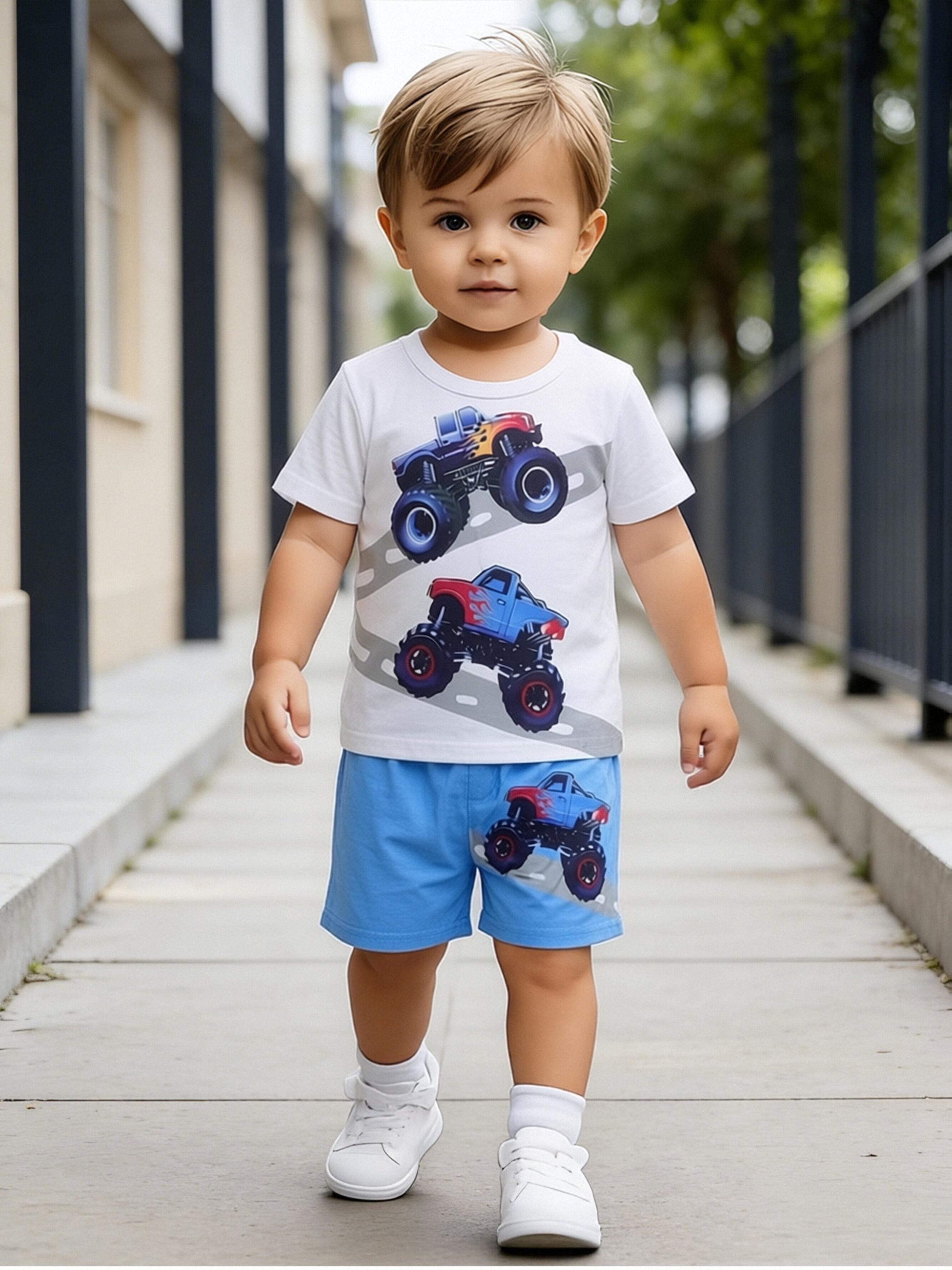 

Toddler Boys Cool Off-Road Vehicle 2 Piece Outfit, Summer Clothes for Kids, Perfect for Playwear & Outdoor 1-2Y