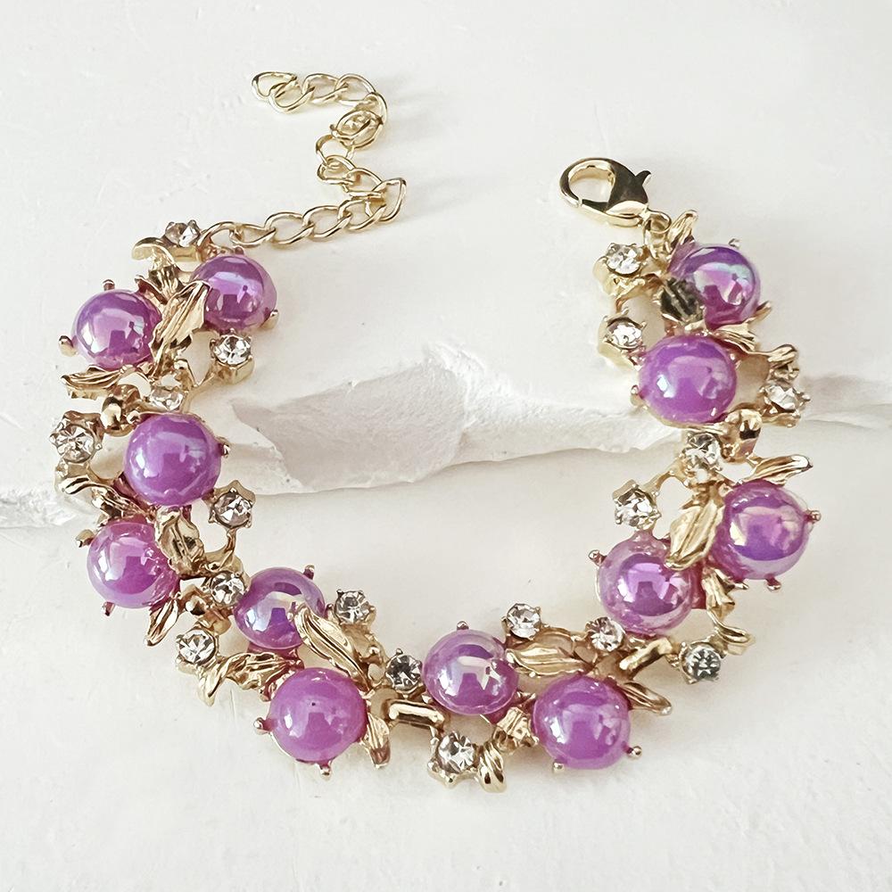 Collar, pendientes y pulsera de moda de color caramelo transfronterizos europeos y americanos, conjunto de joyería de boda con diamantes brillantes exquisitos, joyería de estilo de corte