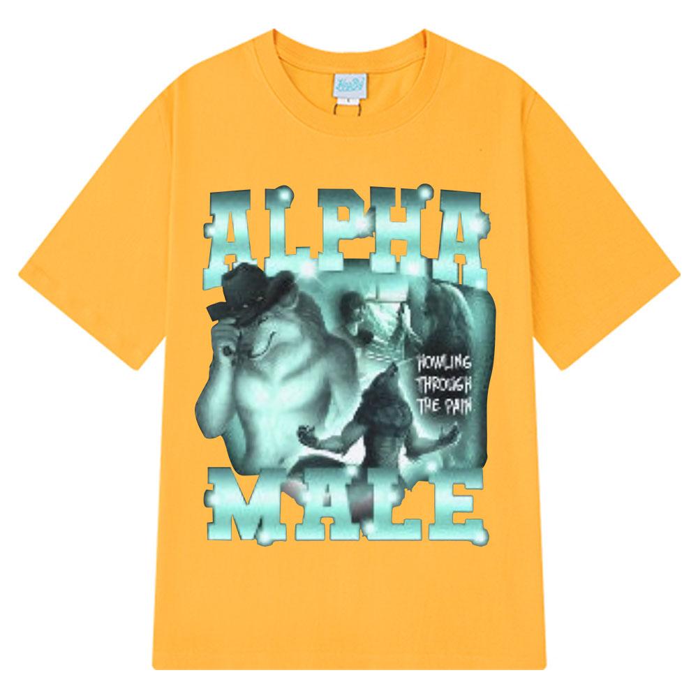Alpha Male Funny Wolf Graphic T-shirt Men Women Fashion Design Short Sleeve T-shirts Cotton Casual Oversized T Shirt Tops