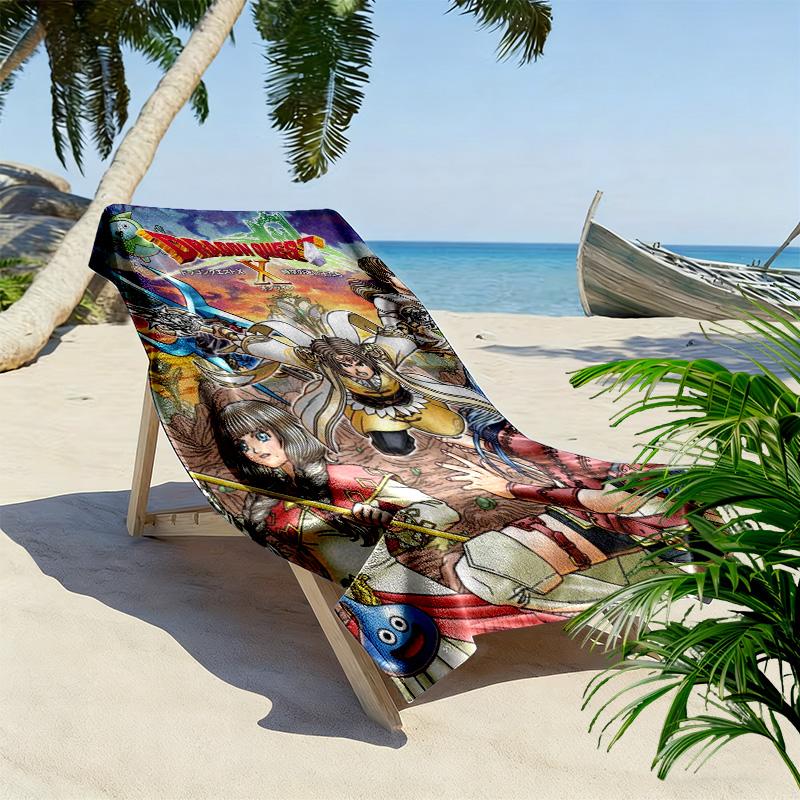 Dragon Quest Print Beach Towel, Large Soft Quick Dry Towel for Beach Camping Swimming