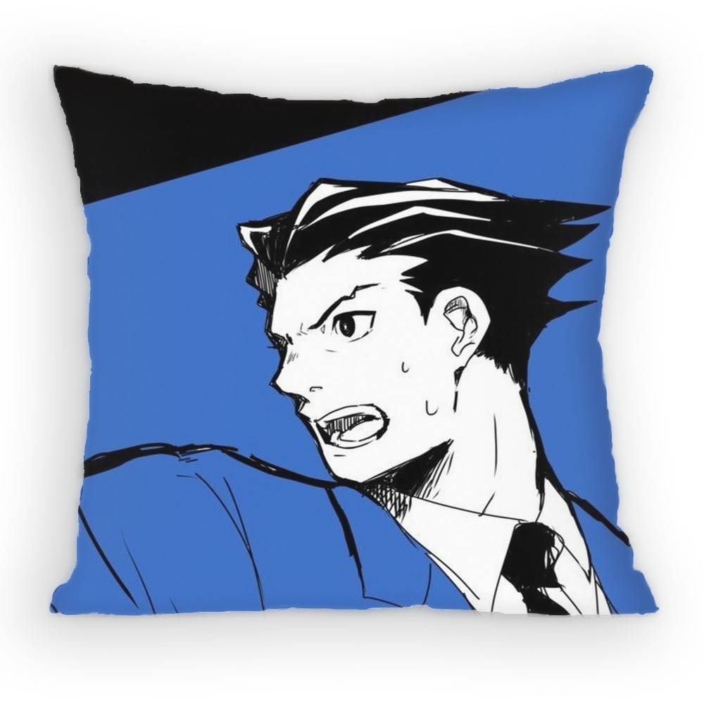 Ace Attorney Phoenix Wright Pillow Case Antidustmite Pillowcase Invisible Zipper Silky Short Plush Sofa Cushion Cover