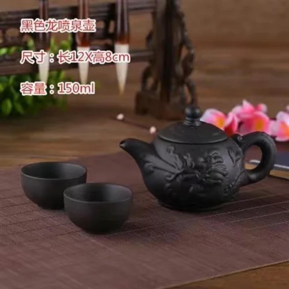 

Китайский чайник из киновари ручной работы, китайский фильтр, маленький чайник для пузырькового чая, керамический чайный сервиз, один чайник с двумя чашками